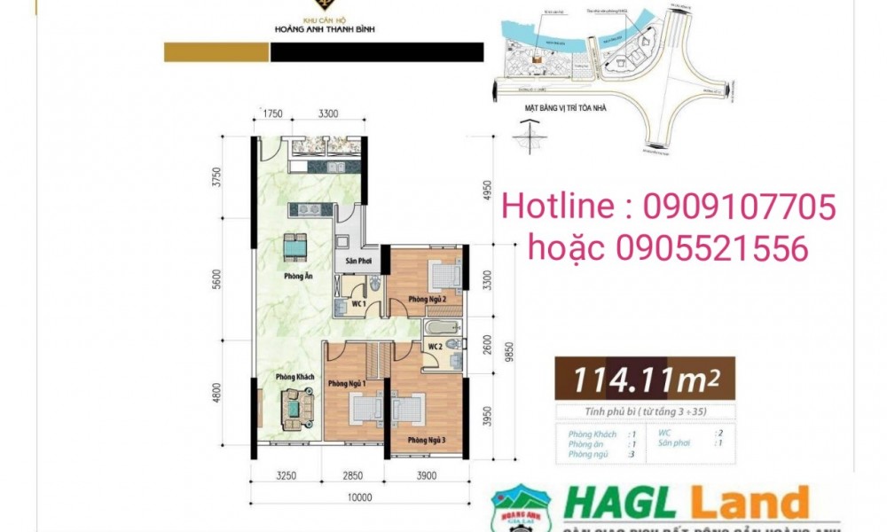 Bán căn hộ 3PN HATB 114,11m2 view Nam, giá 3,15 tỷ, LH: 0905521556 [#MB0080]